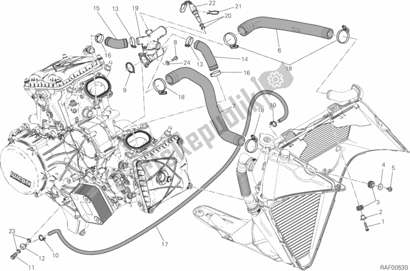 All parts for the Cooling System of the Ducati Superbike 1299 ABS Brasil 2016